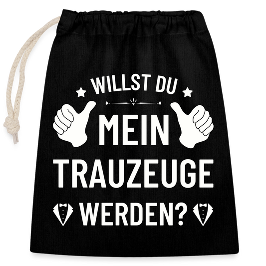 Verschließbarer Geschenkbeutel "Willst du mein Trauzeuge werden?" - Schwarz