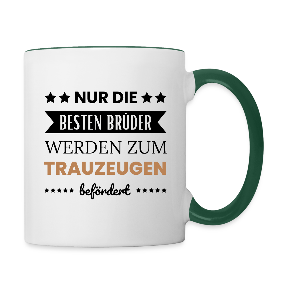 Tasse "Nur die besten Brüder werden zum Trauzeugen befördert" - Weiß/Dunkelgrün