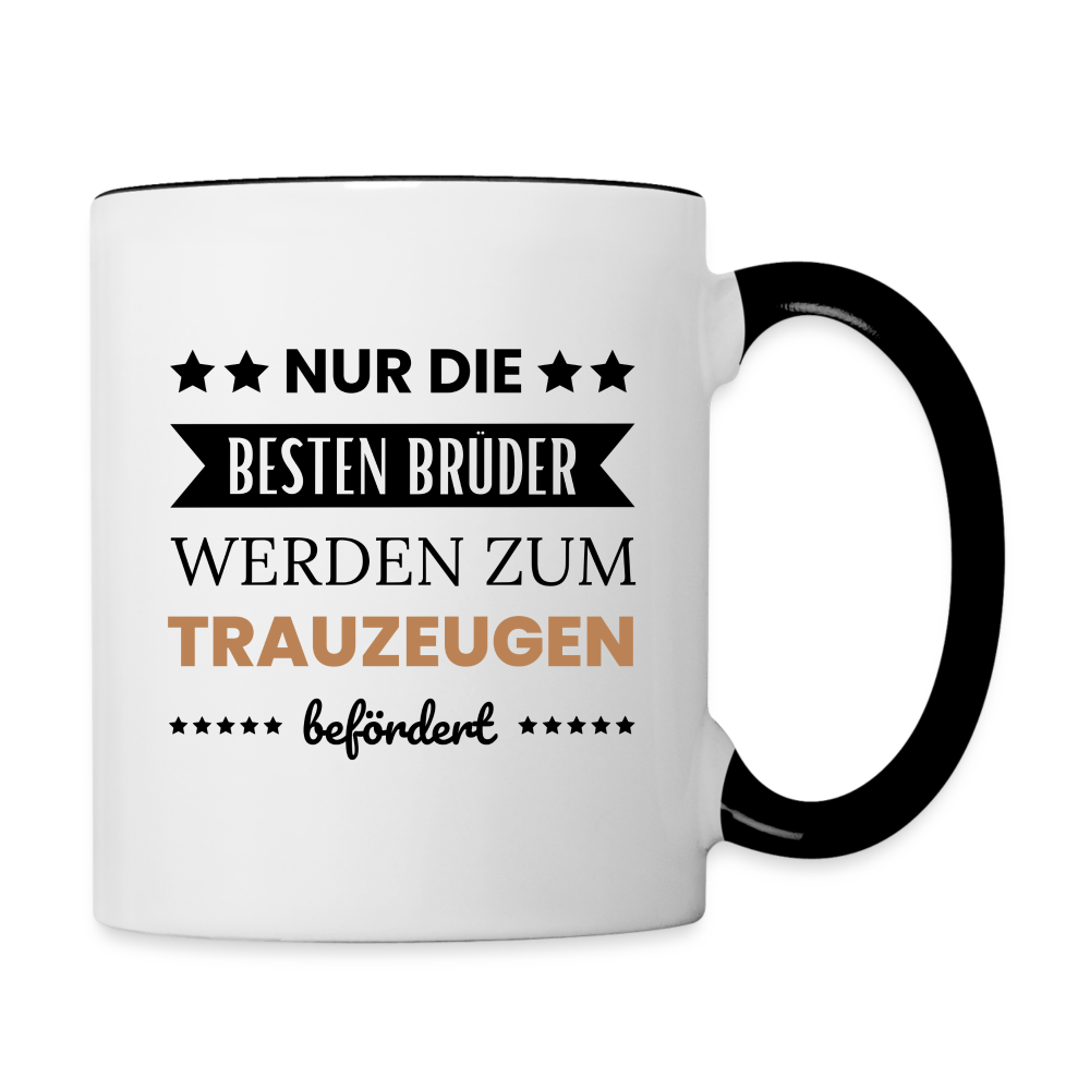 Tasse "Nur die besten Brüder werden zum Trauzeugen befördert" - Weiß/Schwarz