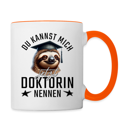Tasse "Du kannst mich jetzt Doktorin nennen" - Weiß/Orange
