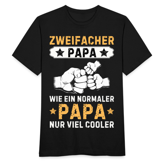 Männer T-Shirt "Zweifacher Papa - Wie ein normaler Papa, nur viel cooler" - Schwarz