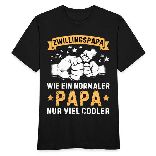 Männer T-Shirt "Zwillingspapa - Wie ein normaler Papa, nur viel cooler" - Schwarz
