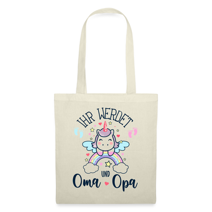 Stoffbeutel "Ihr werdet Oma und Opa" (Einhorn-Motiv) - Natur
