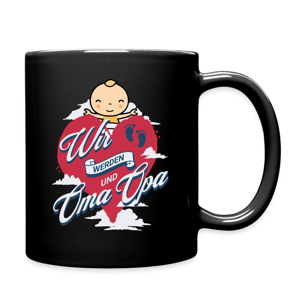 Tasse "Wir werden Oma und Opa" (Herzmotiv) - Schwarz