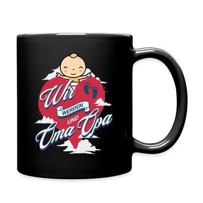Tasse "Wir werden Oma und Opa" (Herzmotiv) - Schwarz