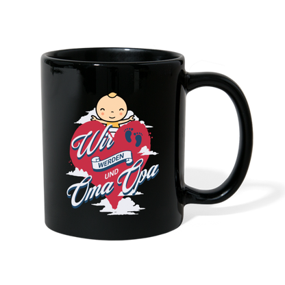 Tasse "Wir werden Oma und Opa" (Herzmotiv) - Schwarz