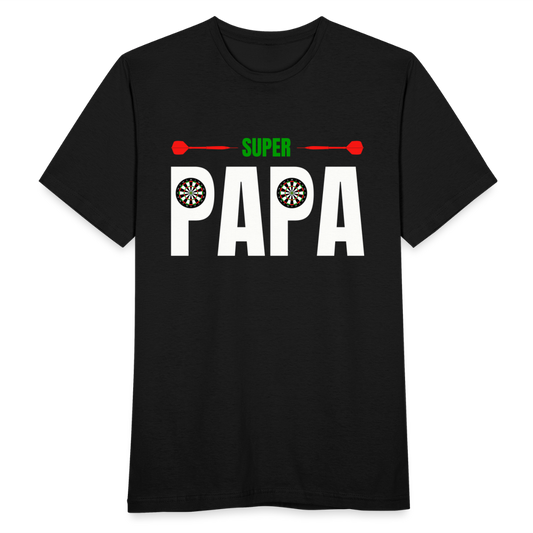 Männer T-Shirt "Super Papa" (Dart-Motiv) - Schwarz
