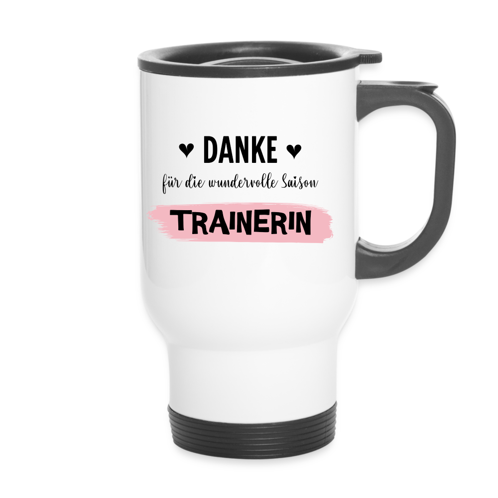 Thermobecher "Danke für die wundervolle Saison Trainerin" - weiß