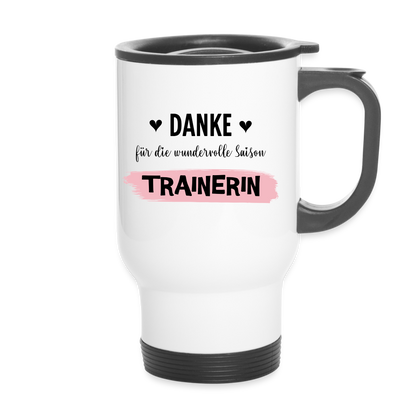 Thermobecher "Danke für die wundervolle Saison Trainerin" - weiß