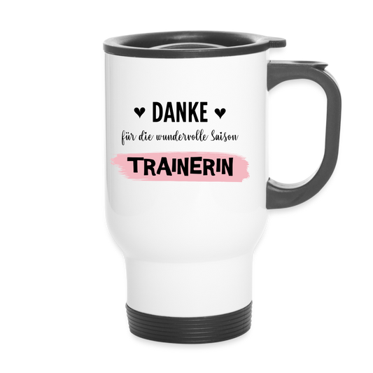 Thermobecher "Danke für die wundervolle Saison Trainerin" - weiß