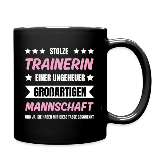 Tasse "Stolze Trainerin einer großartigen Mannschaft" - Schwarz