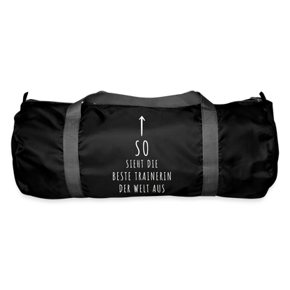 Sporttasche "So sieht die beste Trainerin der Welt aus" - Schwarz
