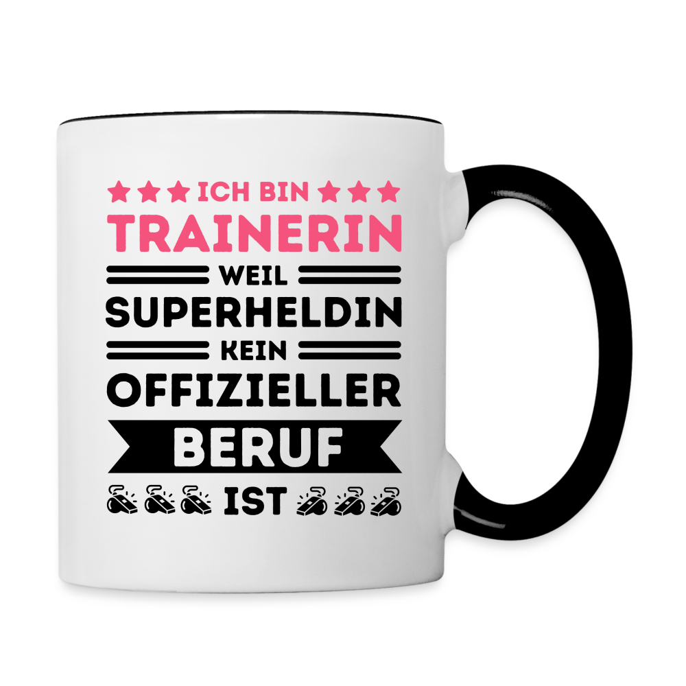 Tasse "Ich bin Trainerin, weil Superheldin kein offizieller Beruf ist" - Weiß/Schwarz