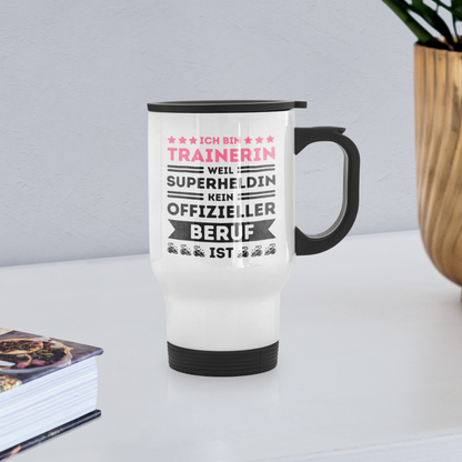 Thermobecher "Ich bin Trainerin, weil Superheldin kein offizieller Beruf ist" - weiß