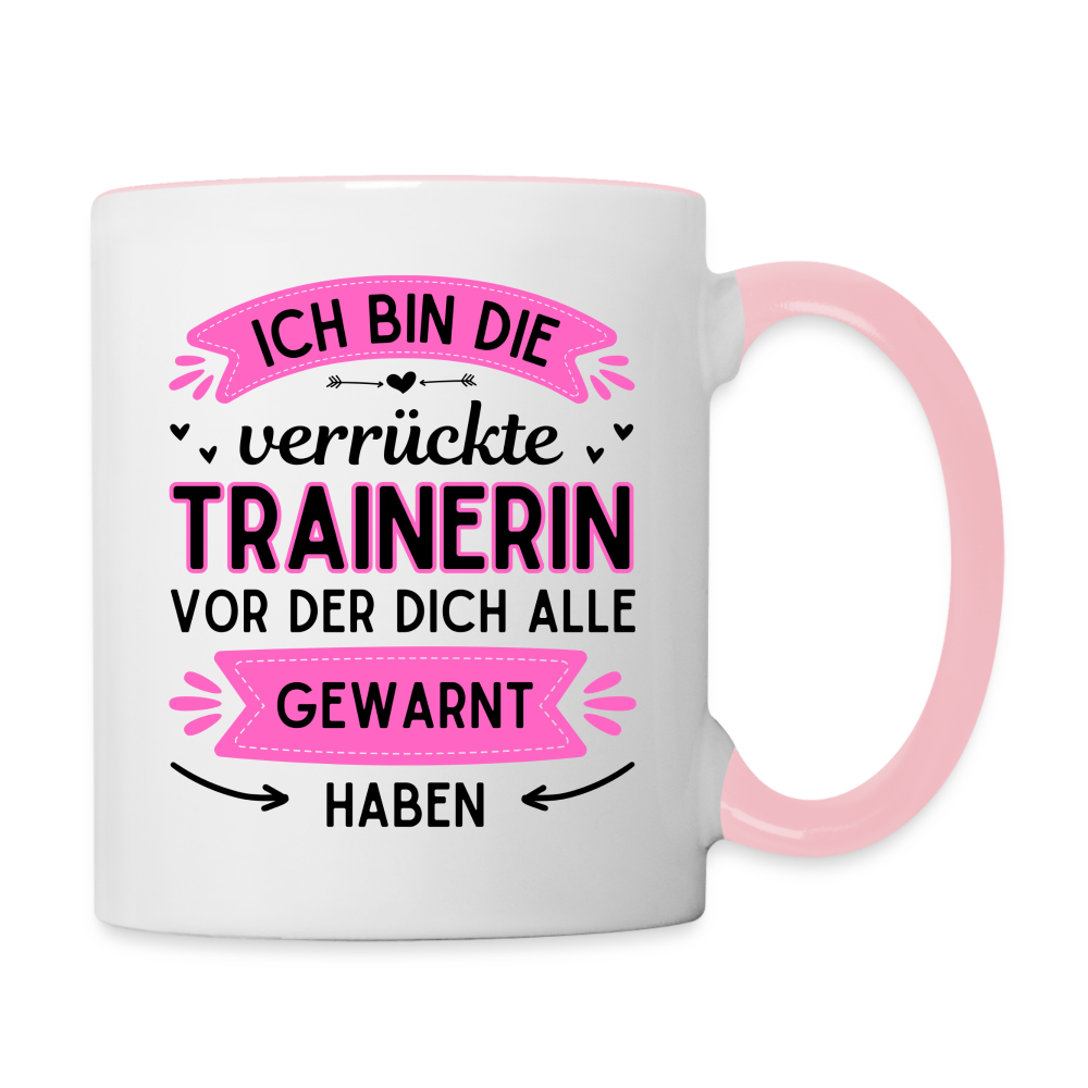 Tasse "Ich bin die verrückte Trainerin" - Weiß/Pink