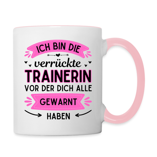 Tasse "Ich bin die verrückte Trainerin" - Weiß/Pink