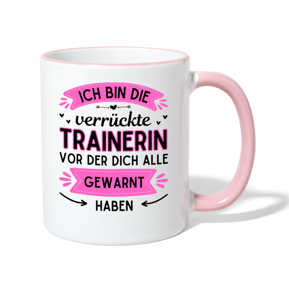 Tasse "Ich bin die verrückte Trainerin" - Weiß/Pink