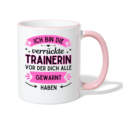 Tasse "Ich bin die verrückte Trainerin" - Weiß/Pink