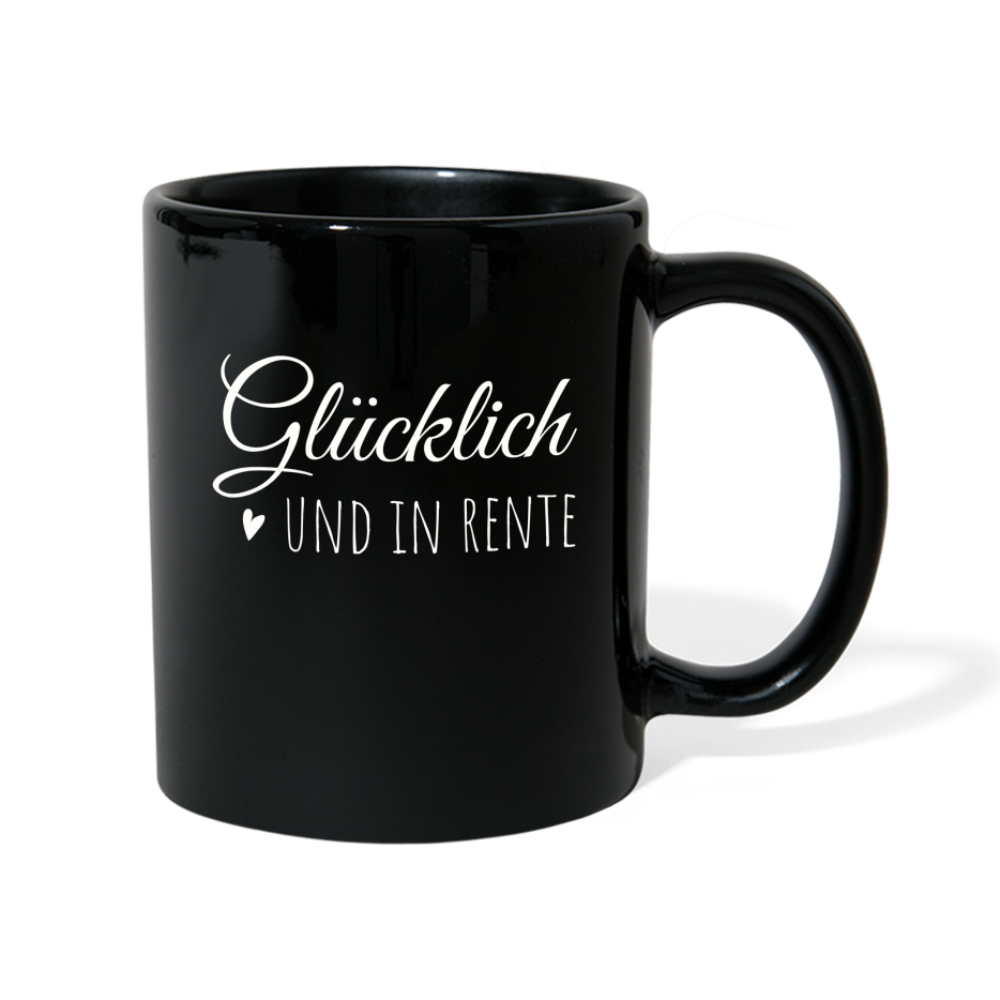 Tasse "Glücklich und in Rente" - Schwarz