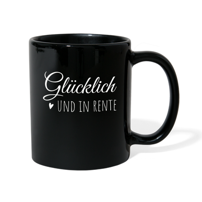 Tasse "Glücklich und in Rente" - Schwarz