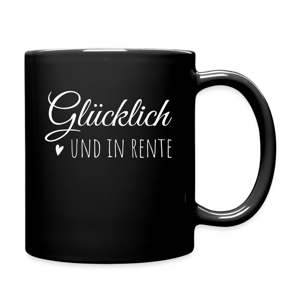 Tasse "Glücklich und in Rente" - Schwarz