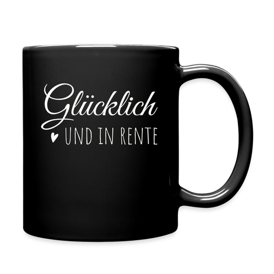 Tasse "Glücklich und in Rente" - Schwarz