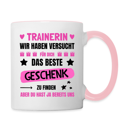 Tasse "Trainerin wir haben versucht für dich das beste Geschenk zu finden" - Weiß/Pink