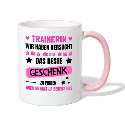 Tasse "Trainerin wir haben versucht für dich das beste Geschenk zu finden" - Weiß/Pink