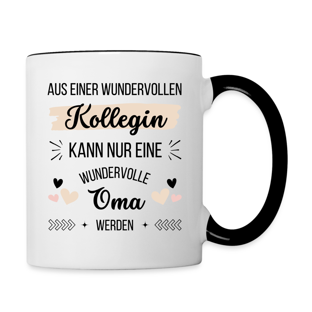 Tasse "Aus einer wundervollen Kollegin kann nur eine wundervolle Oma werden" - Weiß/Schwarz