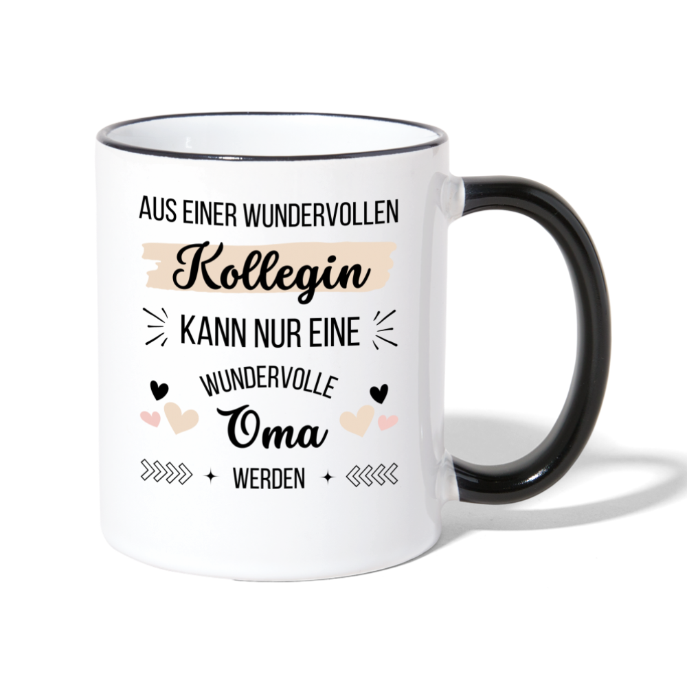 Tasse "Aus einer wundervollen Kollegin kann nur eine wundervolle Oma werden" - Weiß/Schwarz