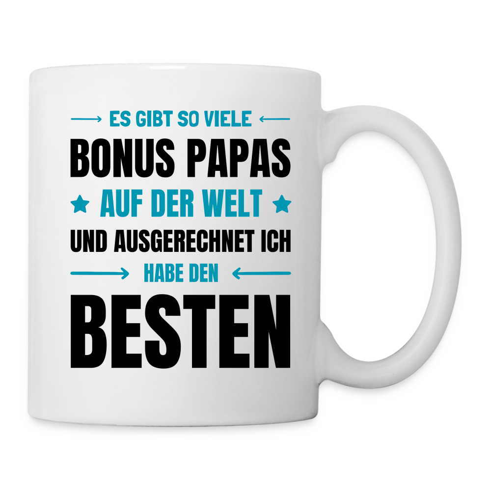 Tasse "Es gibt so viele Bonus Papas auf der Welt und ausgerechnet ich habe den besten" - Weiß