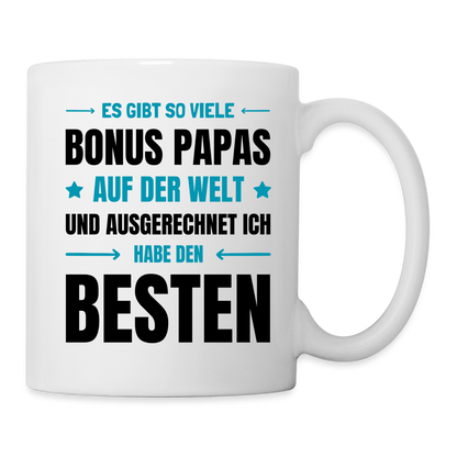 Tasse "Es gibt so viele Bonus Papas auf der Welt und ausgerechnet ich habe den besten" - Weiß