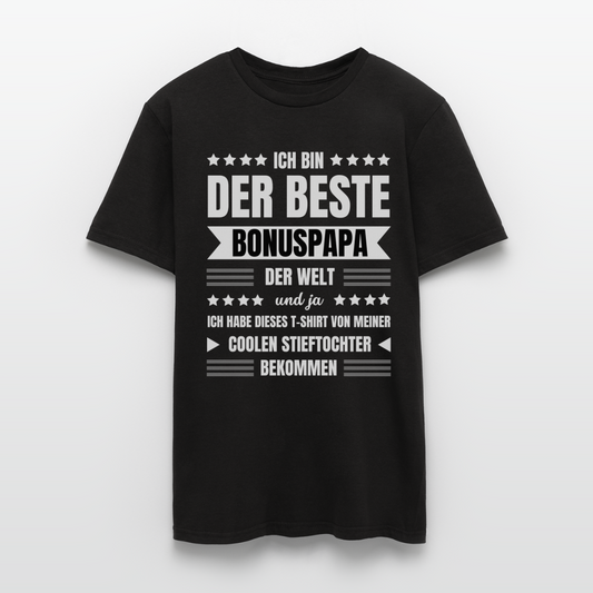 Männer T-Shirt "Ich bin der beste Bonuspapa" (von cooler Stieftochter) - Schwarz