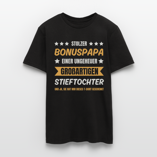 Männer T-Shirt "Stolzer Bonuspapa einer großartigen Stieftochter" - Schwarz