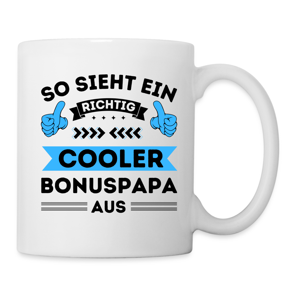 Tasse "So sieht ein richtig cooler Bonuspapa aus" - Weiß