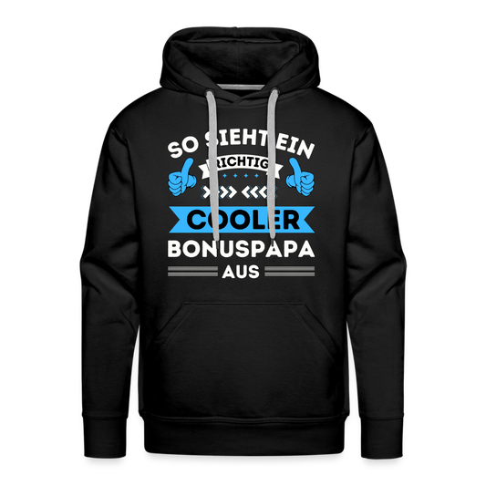 Männer Hoodie "So sieht ein richtig cooler Bonuspapa aus" - Schwarz