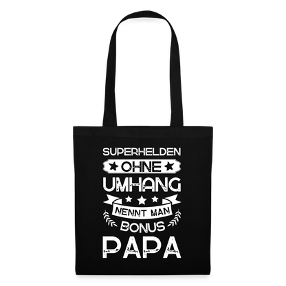 Stoffbeutel "Superhelden ohne Umhang nennt man Bonus Papa" - Schwarz