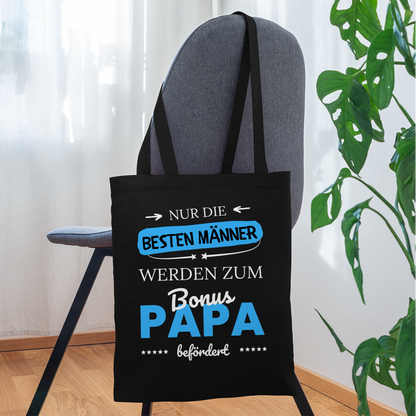 Stoffbeutel "Nur die besten Männer werden zum Bonus Papa befördert" - Schwarz