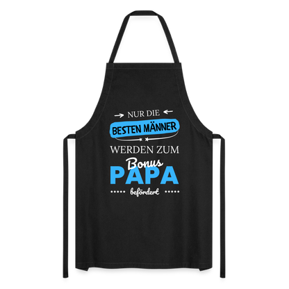 Kochschürze "Nur die besten Männer werden zum Bonus Papa befördert" - Schwarz