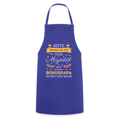 Kochschürze "Seine Majestät der Bonuspapa betritt den Raum" - Royalblau