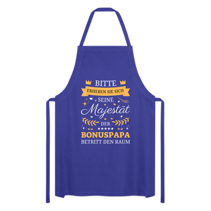 Kochschürze "Seine Majestät der Bonuspapa betritt den Raum" - Royalblau