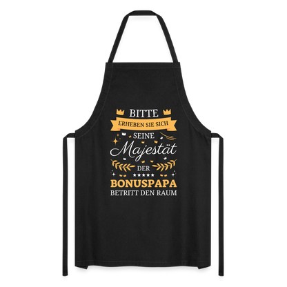 Kochschürze "Seine Majestät der Bonuspapa betritt den Raum" - Schwarz
