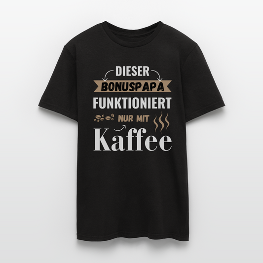 Männer T-Shirt "Dieser Bonuspapa funktioniert nur mit Kaffee" - Schwarz