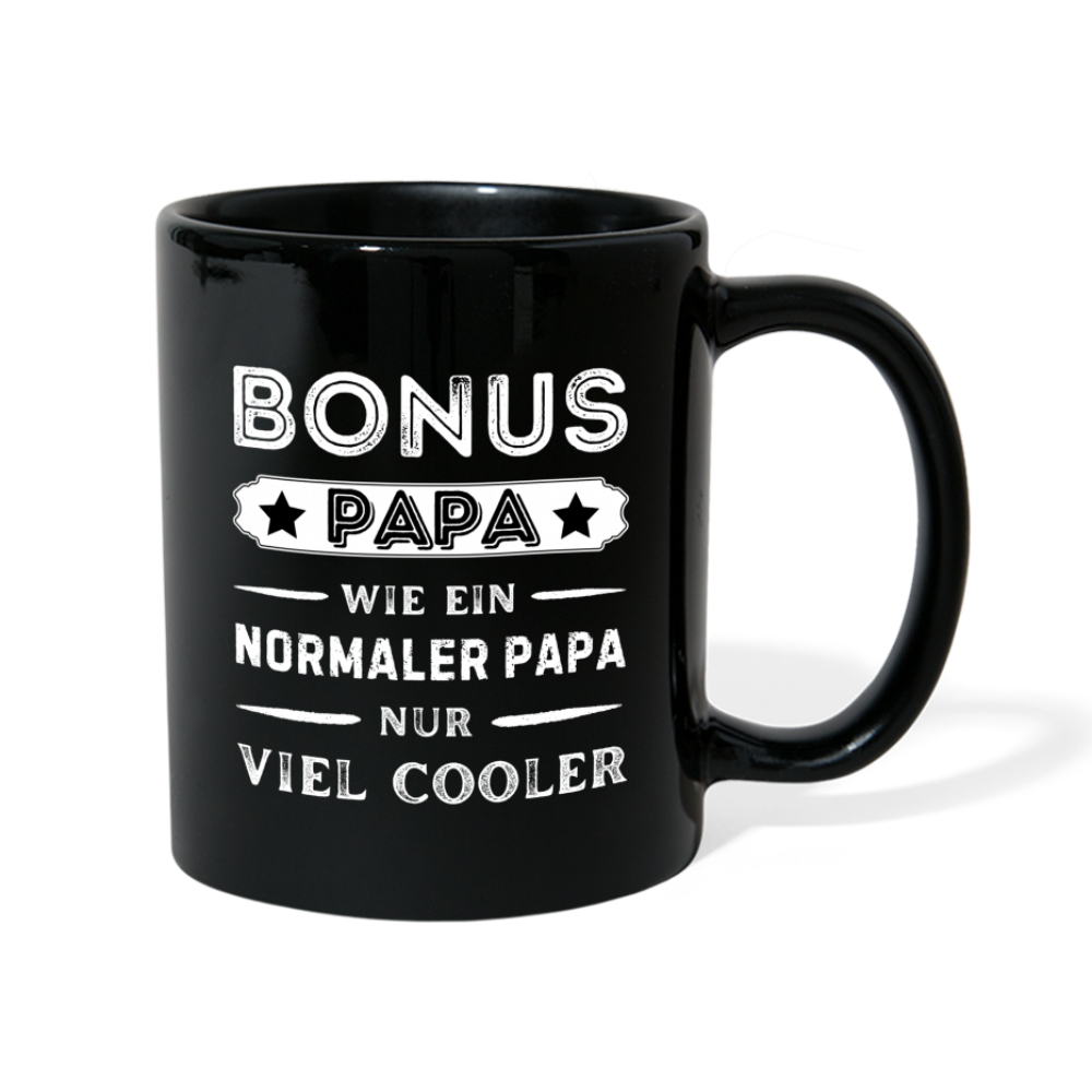 Tasse "Bonus Papa - wie ein normaler Papa, nur viel cooler" - Schwarz