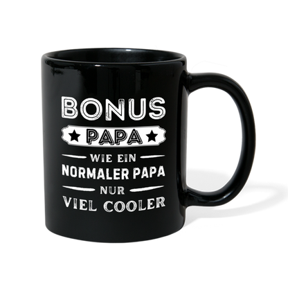 Tasse "Bonus Papa - wie ein normaler Papa, nur viel cooler" - Schwarz