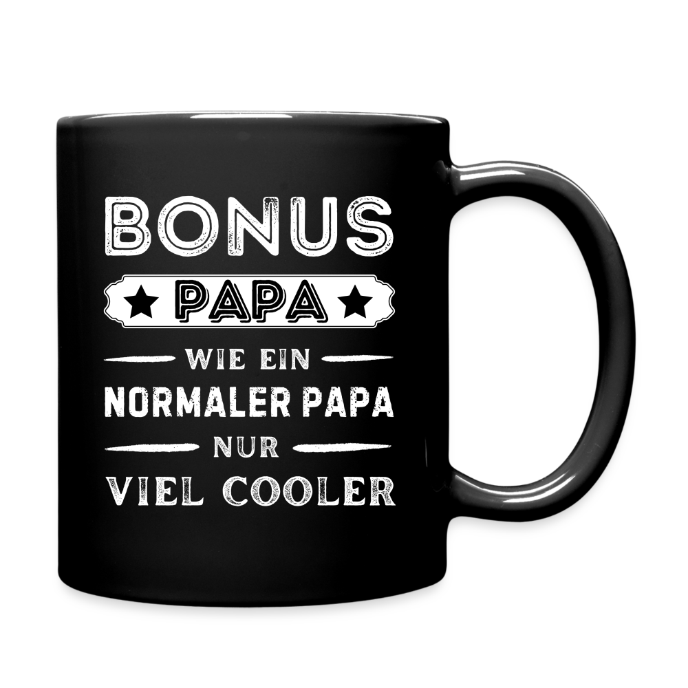 Tasse "Bonus Papa - wie ein normaler Papa, nur viel cooler" - Schwarz