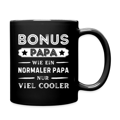 Tasse "Bonus Papa - wie ein normaler Papa, nur viel cooler" - Schwarz