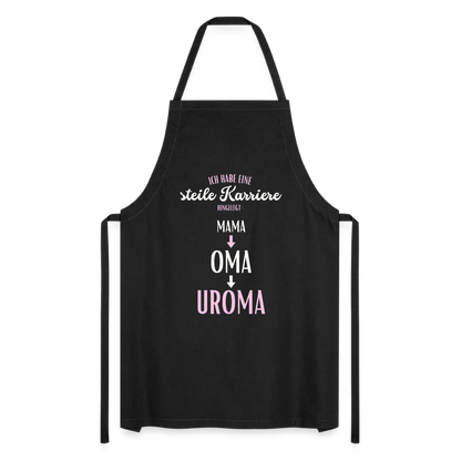 Kochschürze "Steile Karriere hingelegt: Mama,Oma,Uroma" - Schwarz