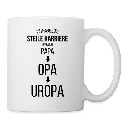 Tasse "Steile Karriere hingelegt: Papa, Opa, Uropa" - Weiß