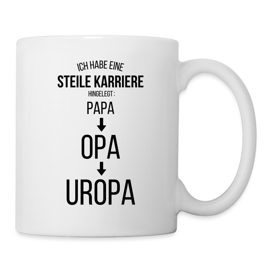 Tasse "Steile Karriere hingelegt: Papa, Opa, Uropa" - Weiß